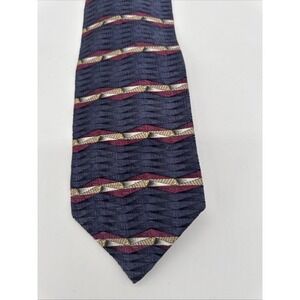Chez Roffe New York  100% Silk Men's Tie multicolor geometric on Blue